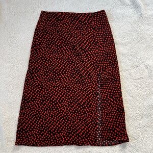 Red and Black Polka Dot Midi Skirt